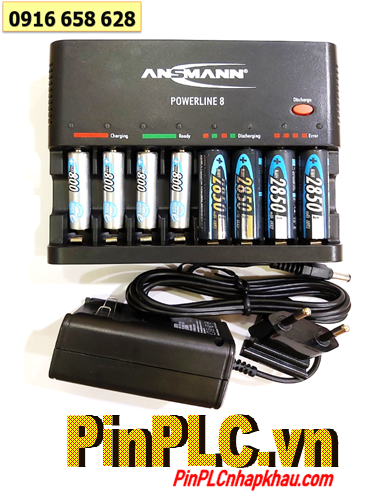 Ansman Powerline 8; Bộ sạc 8 Pin Powerline 8 _Kèm 8 Pin (4 Ansman AA2850mAh & 4 Ansman AAA800mAh)